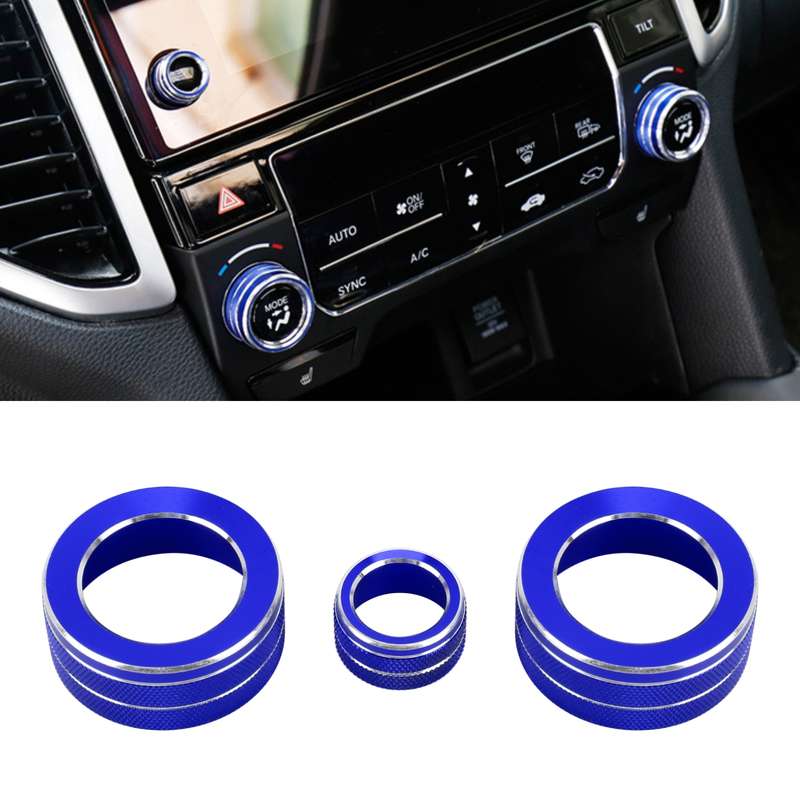 3 PCS Car Metal Air Conditioner Knob Case for Honda AVANCIER / URV (Blue)