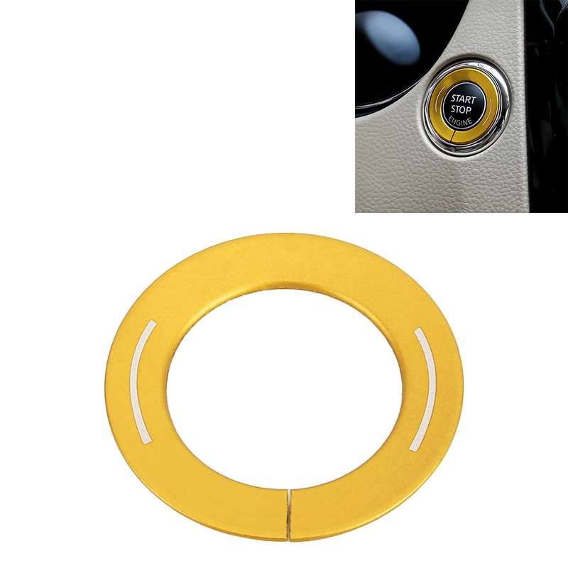 Car Engine Start Key Push Button Ring Trim Metal Sticker Decoration for Nissan X-TRAIL (Gold)