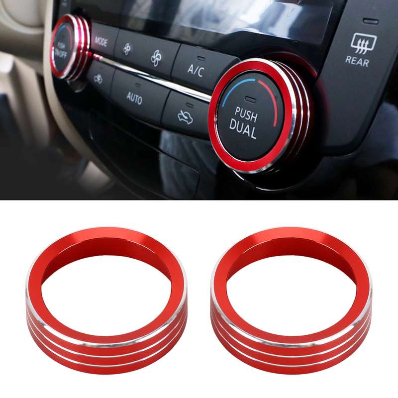 2 PCS Car Metal Air Conditioner Knob Case for Nissan X-TRAIL (Blue)