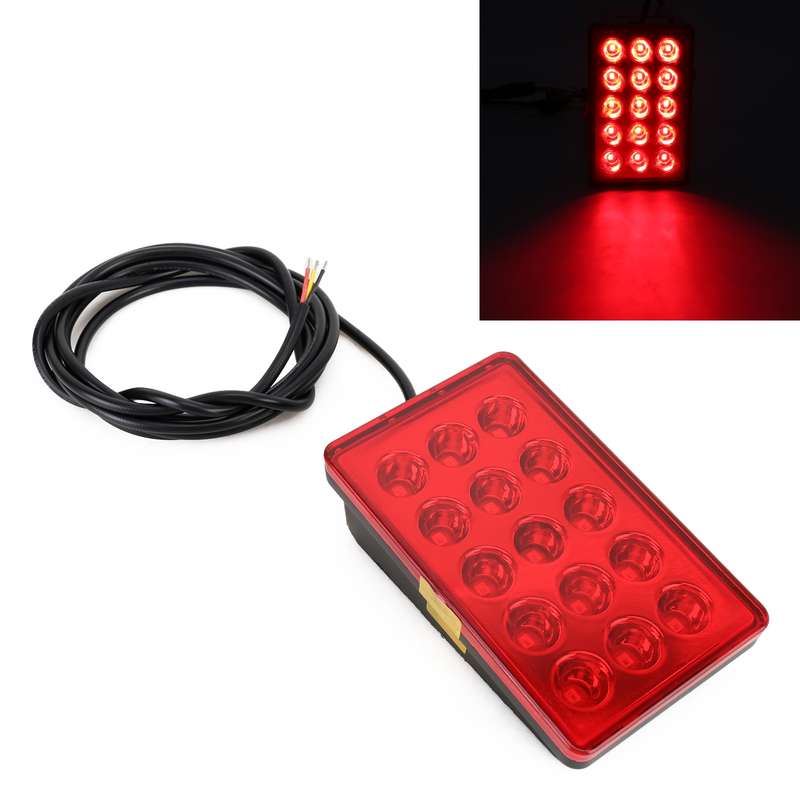 DC12V 1W Car Square Highlight Brake Lights Reversing Light with 15LEDs SMD-3528 (Black)