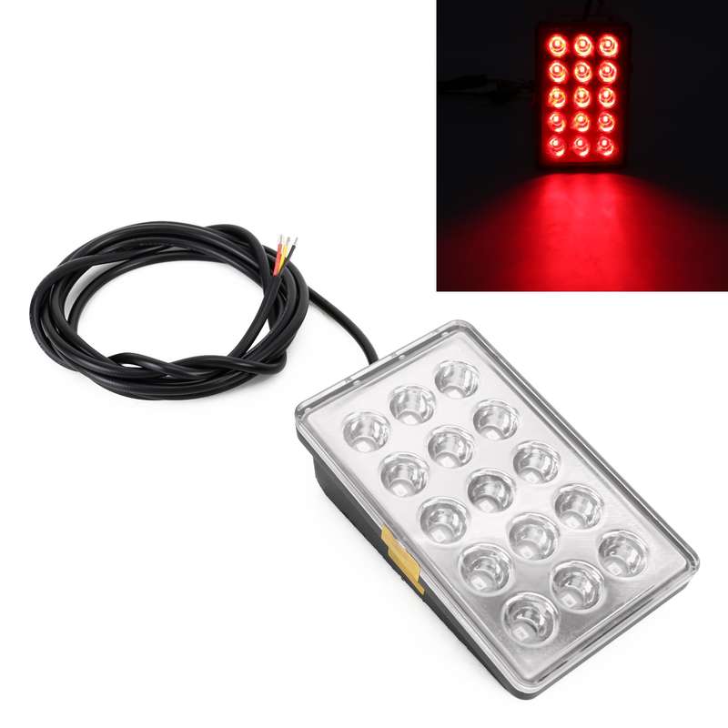 DC12V 1W Car Square Highlight Brake Lights Reversing Light with 15LEDs SMD-3528 (Black)