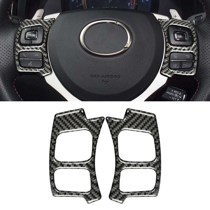 Car Carbon Fiber Steering Wheel Button Decorative Sticker for Lexus IS250 NX200 200t 300h 13-, Left