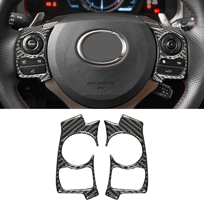 Car Carbon Fiber Steering Wheel Button Decorative Sticker for Lexus IS250 NX200 200t 300h 13-, Left