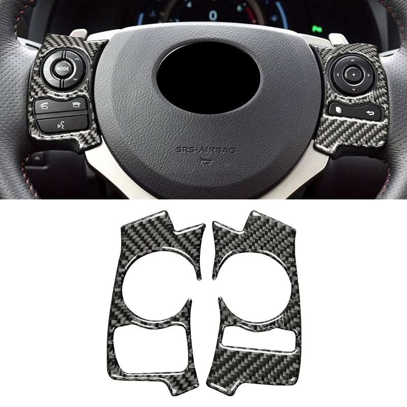 Car Carbon Fiber Steering Wheel Button Decorative Sticker for Lexus IS250 NX200 200t 300h 13-, Left