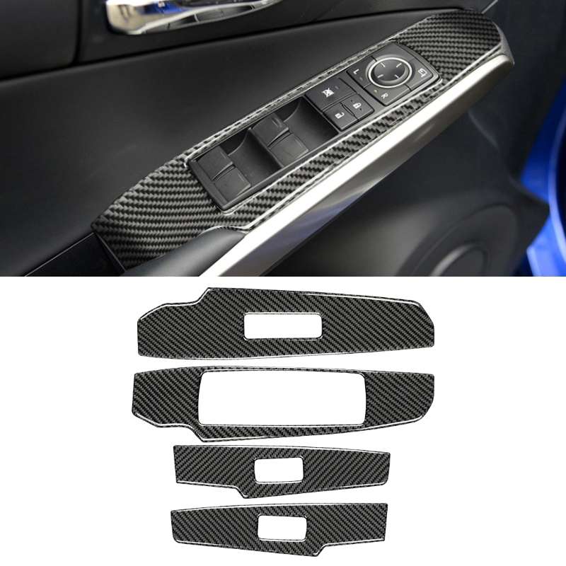 Car Carbon Fiber Window Glass Lifting Panel Button Decorative Sticker for Lexus IS250 2013-, Left Dr
