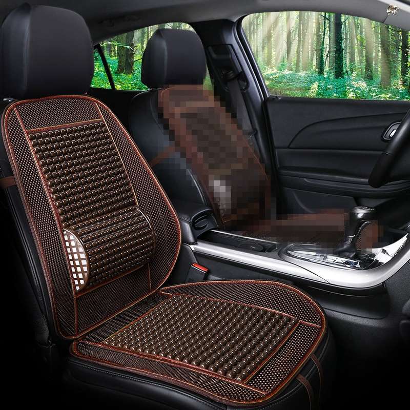 Car Seat Covers Summer Cool Imitation Wooden Beads Ventilation Breathable Seat Cushion(Black)