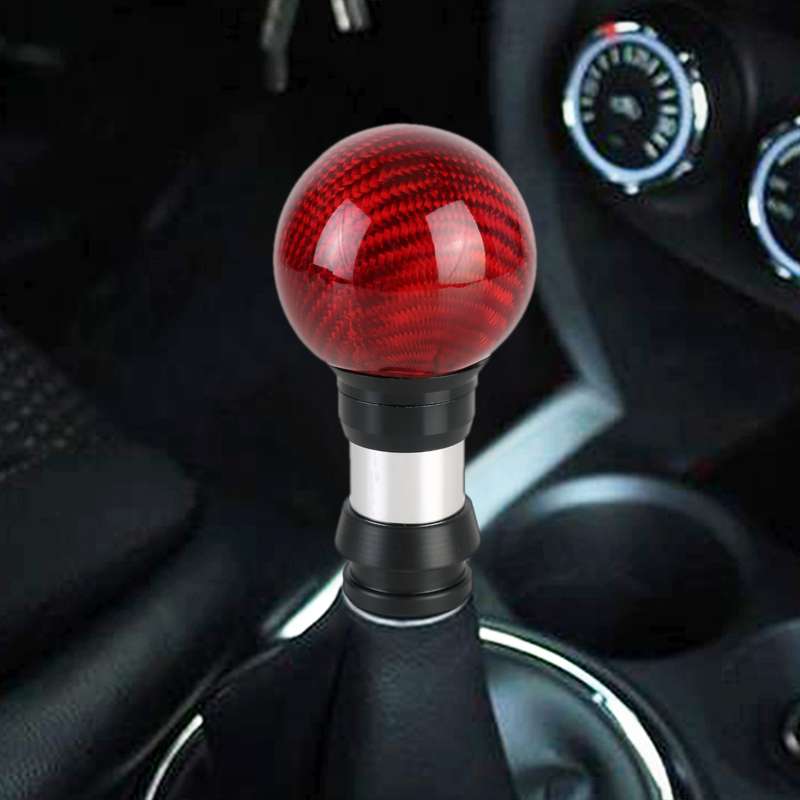 Universal Car Pressable Telescopic Carbon Fiber Gear Head Gear Shift Knob, Length: 9.5cm (Black)