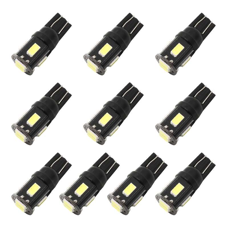 10 PCS T10 DC12V / 1.5W / 6000K / 80LM Car Decoding LED Clearance Lights with 6LEDs SMD-5630 Lamp Be