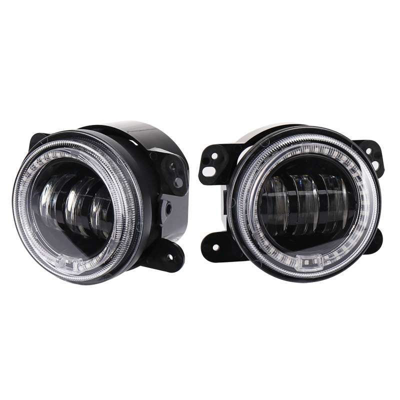 2 PCS DC12V-30V / 30W / 3A / 1440LM 12LEDs 4 inch Car LED Colorful Fog Light, Style: Black Backgrou