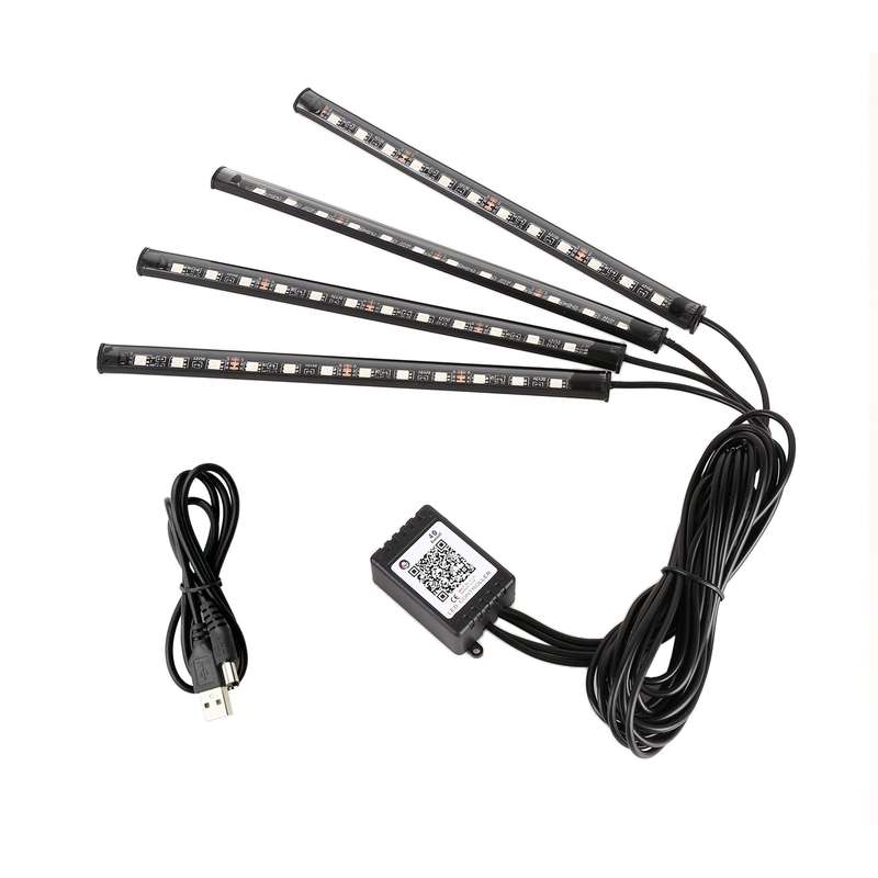 4 in 1 Universal Car USB 8-color APP Control LED Atmosphere Light Decorative Lamp, with 12LEDs Lamps