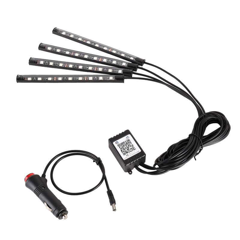 4 in 1 Universal Car Cigarette Lighter 8-color APP Control LED Atmosphere Light Decorative Lamp, wit