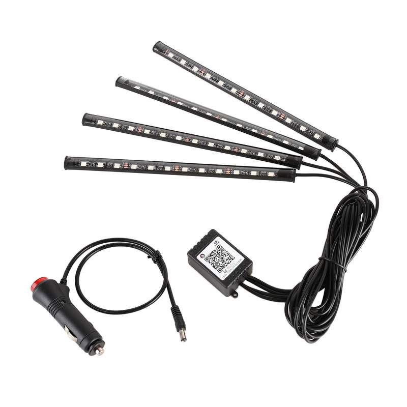 4 in 1 Universal Car Cigarette Lighter 8-color APP Control LED Atmosphere Light Decorative Lamp, wit