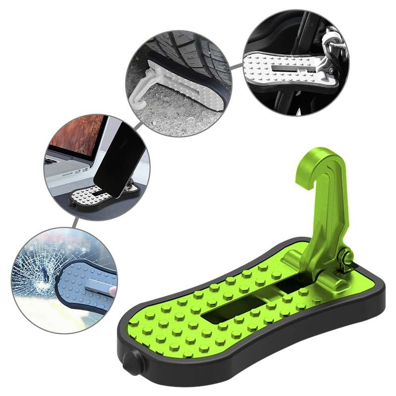 Multi-functional Car Door Sill Step Pedals Pads with Safety Hammer(Black)