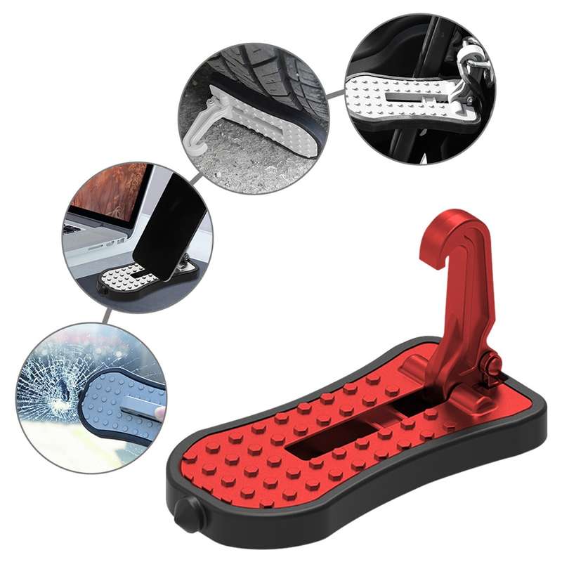 Multi-functional Car Door Sill Step Pedals Pads with Safety Hammer(Black)