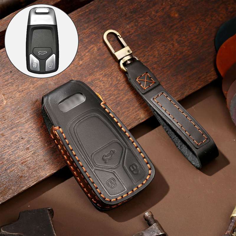 Hallmo Car Cowhide Leather Key Protective Cover Key Case for Audi A6L / A8L / A4 / A7 / A5 A St