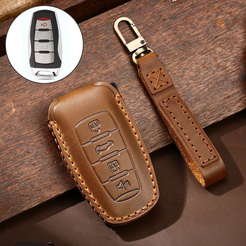 Hallmo Car Cowhide Leather Key Protective Cover Key Case for Haval H6(Black)
