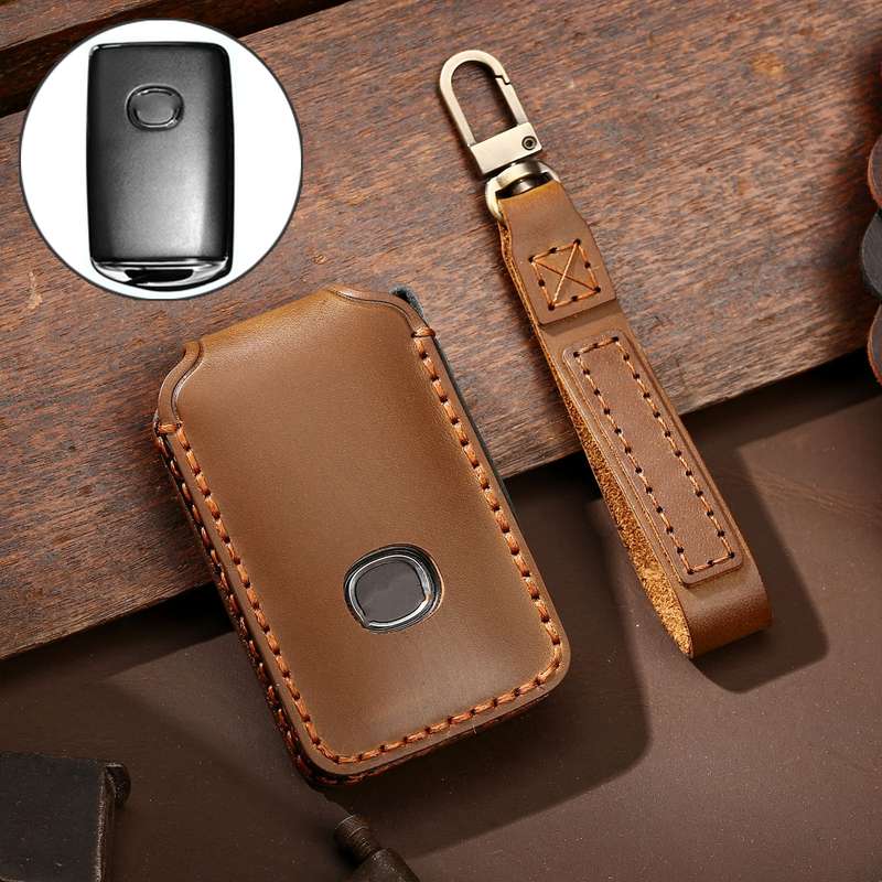 Hallmo Car Cowhide Leather Key Protective Cover Key Case for New Mazda Axela(Black)