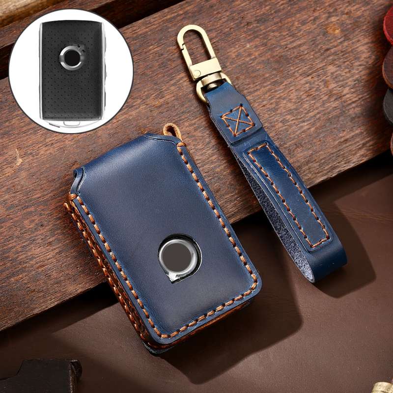 Hallmo Car Cowhide Leather Key Protective Cover Key Case for New Volvo(Black)