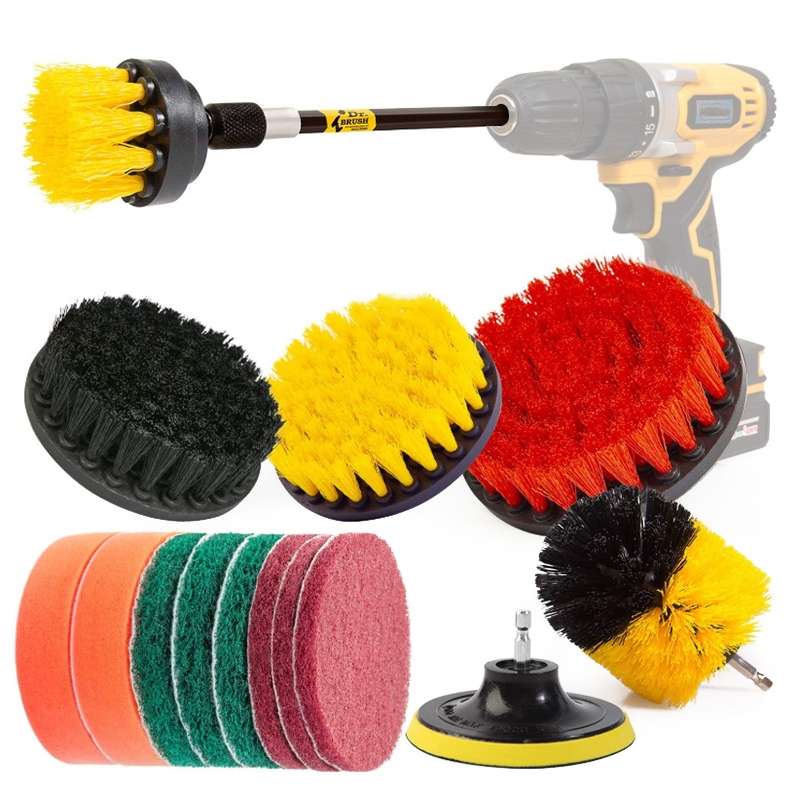 15 in 1 Floor Wall Window Glass Cleaning Descaling Electric Drill Brush Head Set, Random Color Deliv