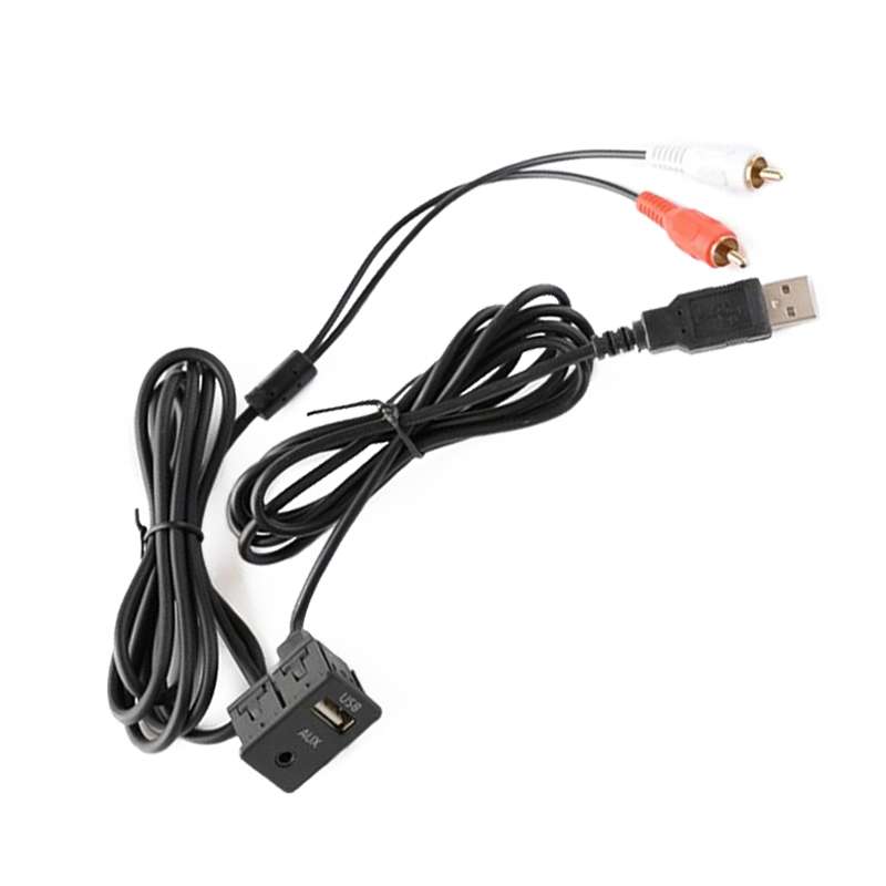 Car Universal Modified USB AUX Extension Cable USB+2RCA Lotus Male Switch Holder for Alpine / Pionee