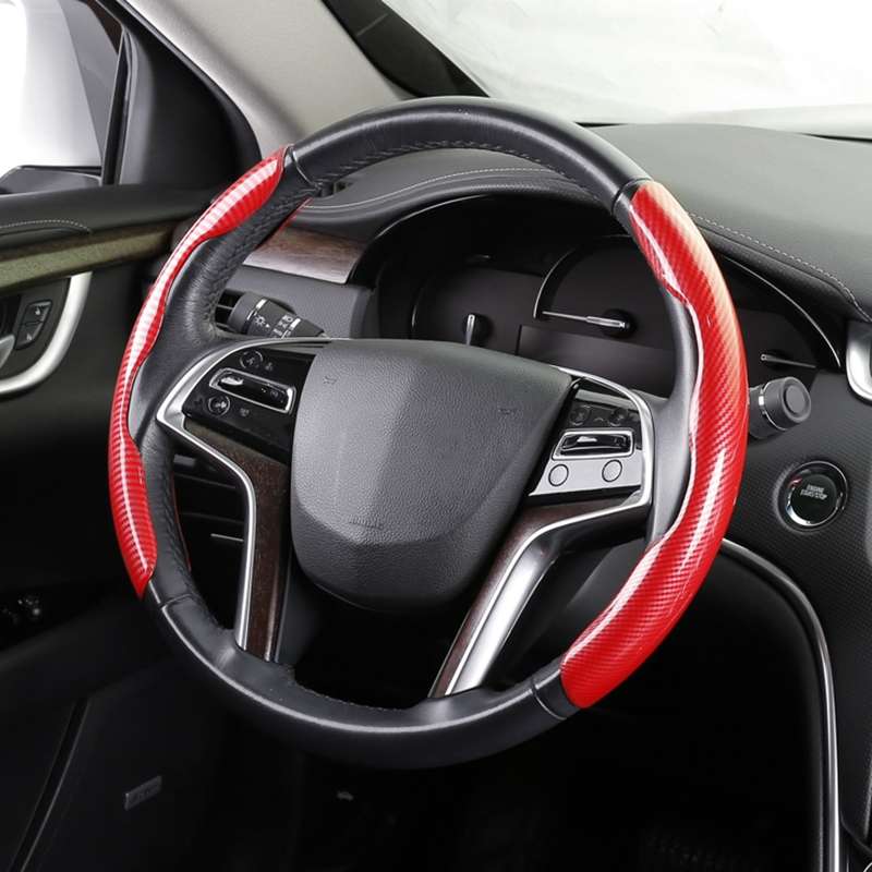 Car Universal Carbon Fiber Steering Wheel Cover (Black)