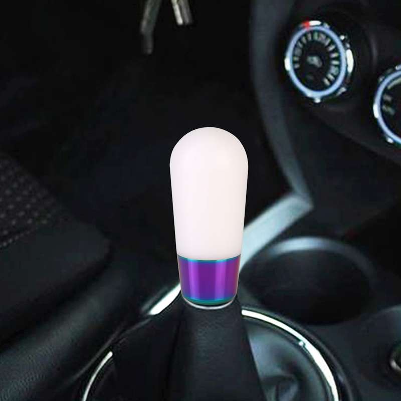 Universal Car Small Ellipsoid Resin + Carbon Fiber Metal Gear Shift Knob (Black)