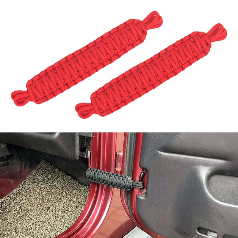 Pair Car Door Limit Braided Rope Strap for Jeep Wrangler (Black)