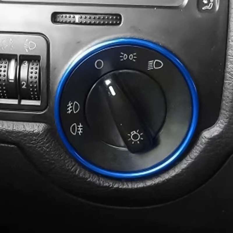 Car Headlight Switch Decorative Ring for Volkswagen Golf (Gold)