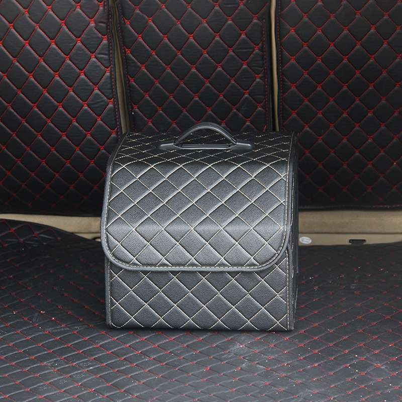 Car Trunk Foldable Storage Box, Checkered Small Size: 33 x 32 x 30cm(Black Red)