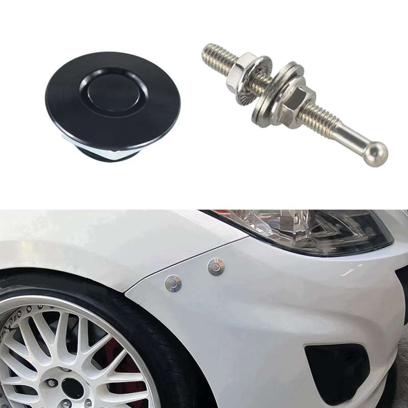 54mm Stainless Steel Quick-pins Push Button Billet Hood Pins Lock Clip Kit (Red)