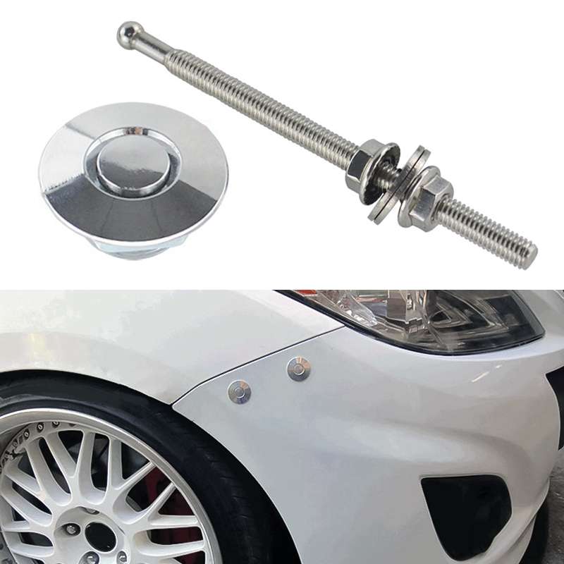 100mm Stainless Steel Quick-pins Push Button Billet Hood Pins Lock Clip Kit(Black)