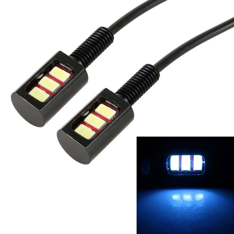 1 Pair DC12V 0.4W 3LEDs SMD-5630 Car / Motorcycle License Plate Light, Cable Length: 27cm (Blue Ligh