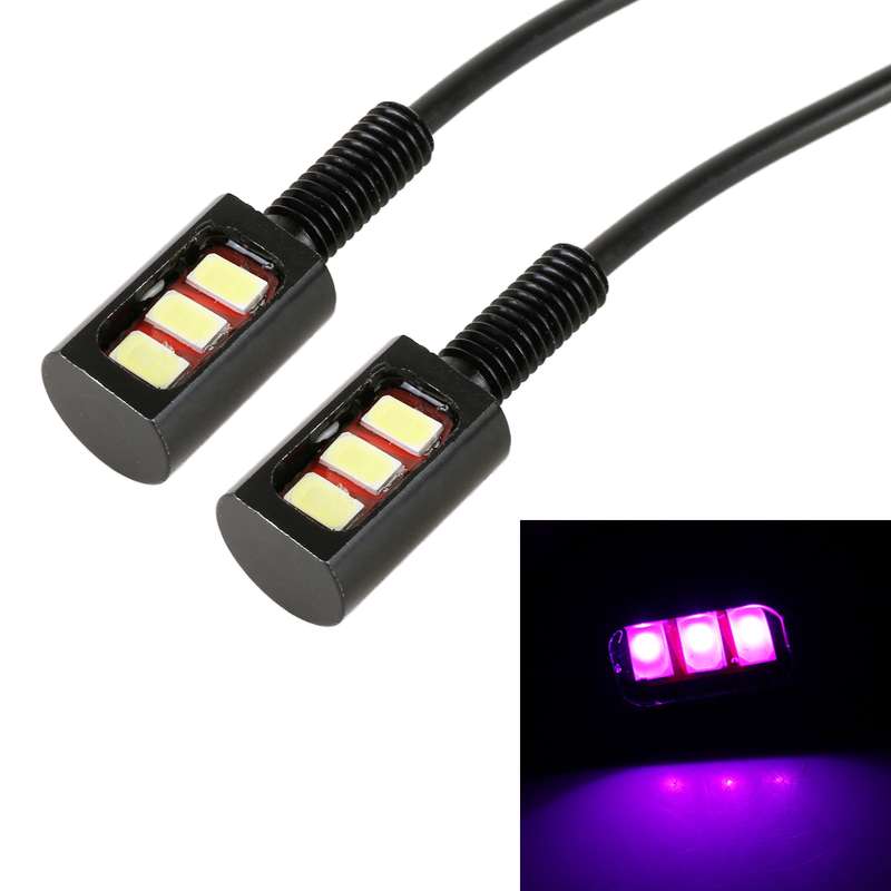 1 Pair DC12V 0.4W 3LEDs SMD-5630 Car / Motorcycle License Plate Light, Cable Length: 27cm (Blue Ligh