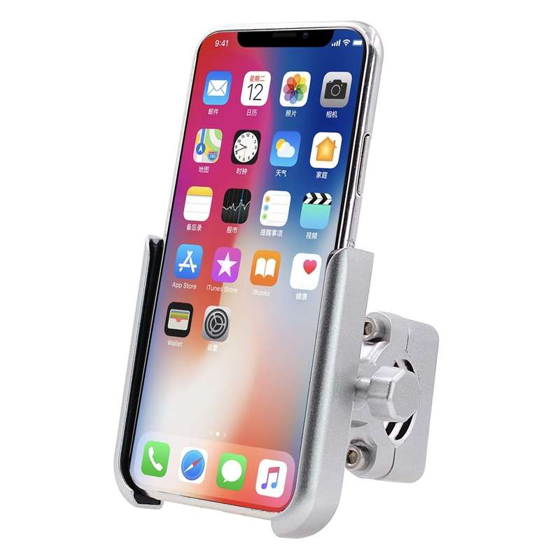Motorcycle Aluminium Alloy Mobile Phone Holder Bracket, Handlebar Version(Black)
