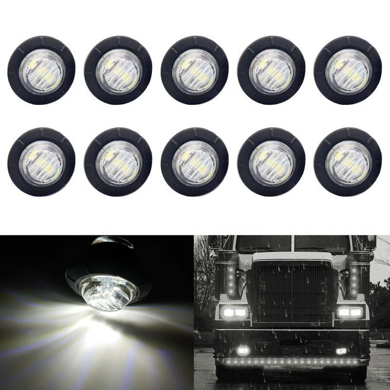 10 PCS MK-009 3/4 inch Car / Truck 3LEDs Side Marker Indicator Lights Bulb Lamp (Green Light)