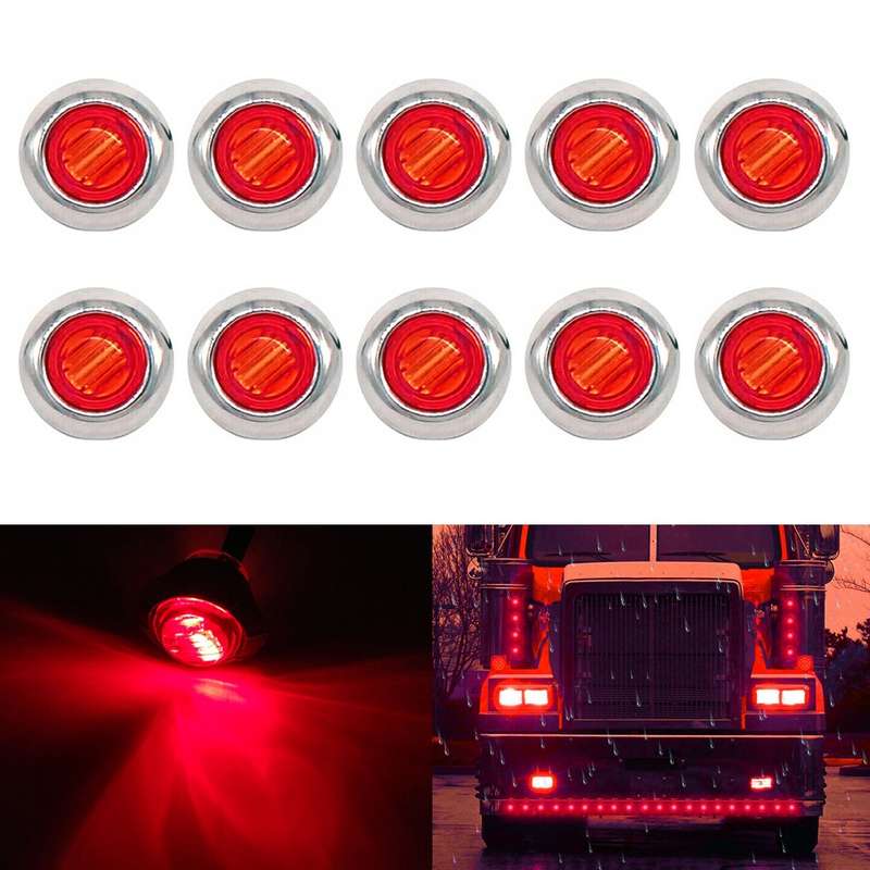 10 PCS MK-118 3/4 inch Metal Frame Car / Truck 3LEDs Side Marker Indicator Lights Bulb Lamp (Blue Li