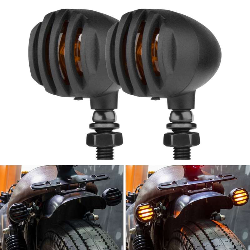 2 PCS PE-ZJ502 Motorcycle Metal Fence Turn Signal Light (Yellow)