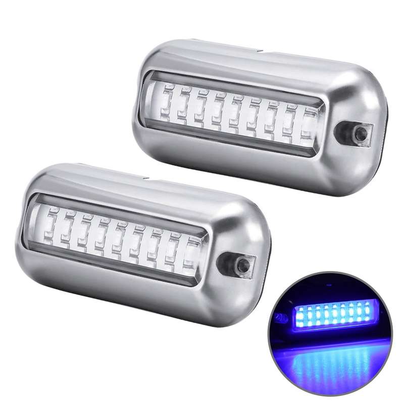 2 PCS MK-027 Ship / Yacht 10-30V 27LEDs Waterproof Stainless Steel Underwater Light(Blue Light)