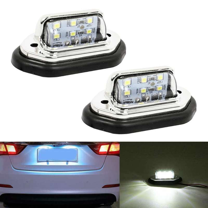 2 PCS MK-257 Car Van Bus Trailer LED Taillight Side Light 12-30V 6LEDs License Plate Light (Black)