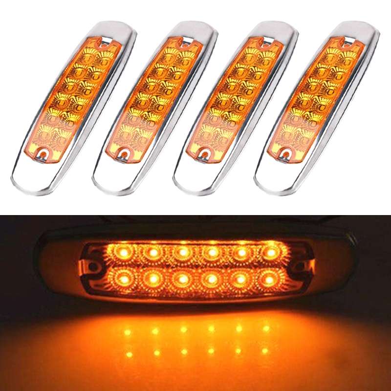 4 PCS MK-338 DC12-24V Truck 12LEDs Side Clearance Maker Light (Red Light)