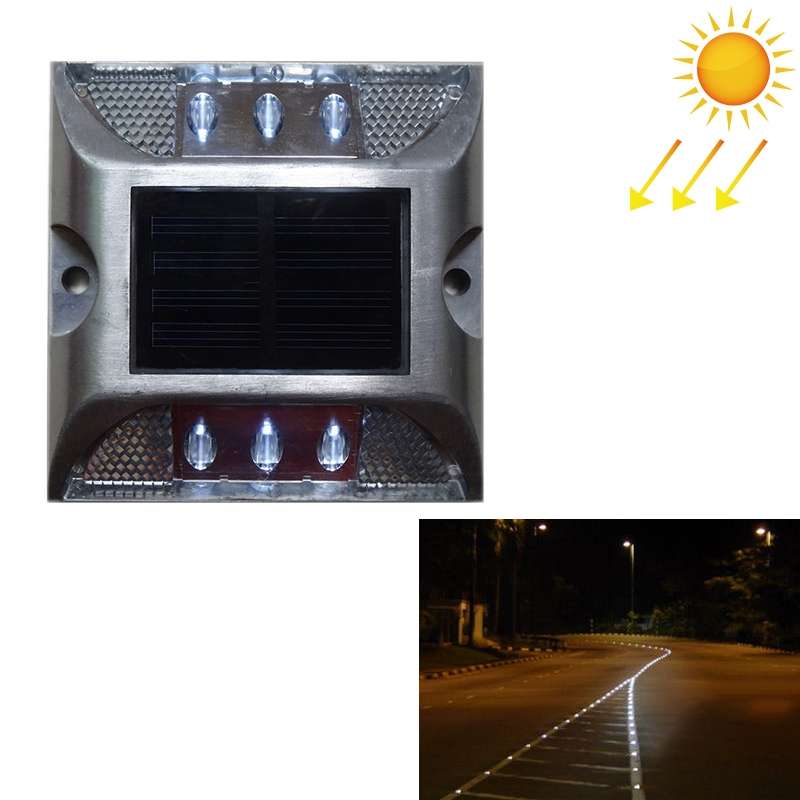 Solar Square Road Stud Light Car Guidance Light Road Deceleration Light, Flashing Bright Version (Wh