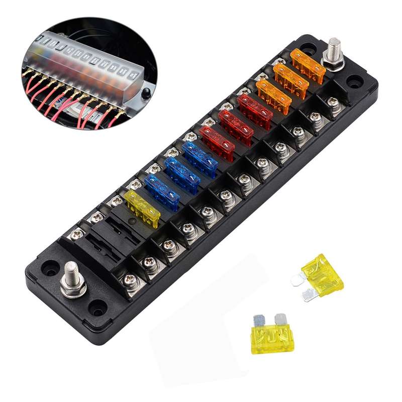 ZH-979A2 FB1904 1 In 1 Out 12 Ways Positive Negative Fuse Box with 24 Fuses for Auto Car Truck Boat
