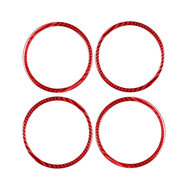 4 PCS Set for Honda CRV 2007-2011 Carbon Fiber Car Door Horn Ring Decorative Sticker,Left and Right