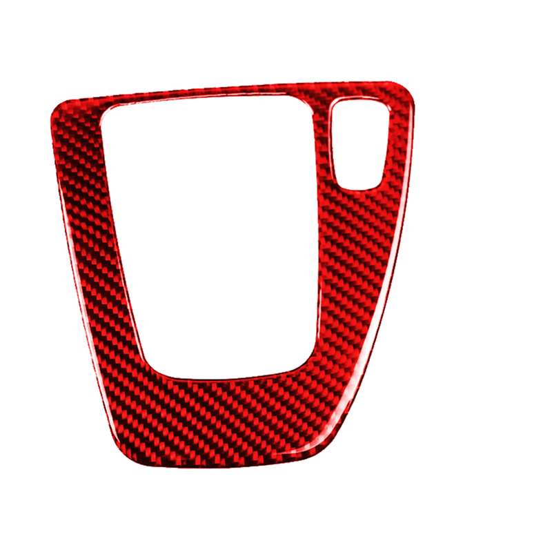 For BMW 3 Series E90 Carbon Fiber Car Gear Position Panel Decorative Sticker,Right Drive (Red)