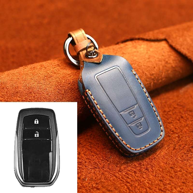 For Toyota Car Cowhide Leather Key Protective Cover Key Case, Two Keys Version (Brown)