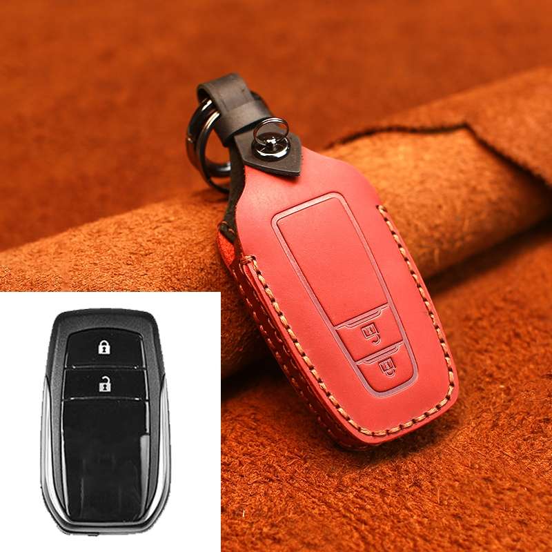 For Toyota Car Cowhide Leather Key Protective Cover Key Case, Two Keys Version (Brown)