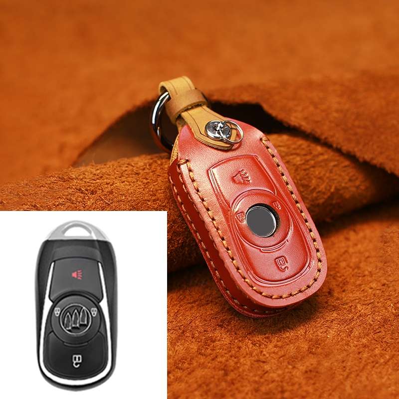 For Buick Car Cowhide Leather Key Protective Cover Key Case, Four Keys Version (Blue)