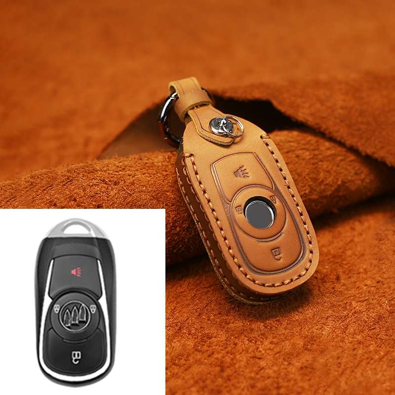 For Buick Car Cowhide Leather Key Protective Cover Key Case, Four Keys Version (Blue)
