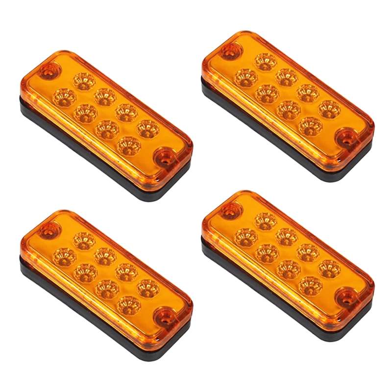 4 PCS 10-30V 8LED Car Tail Light Side Lamp (Yellow Light)