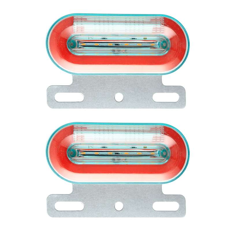 2 PCS 24V 12LED Car Oval Side Lamp (Red Light)